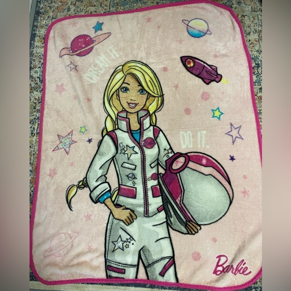 BARBIE Mattel kids plush astronaut throw 40x50